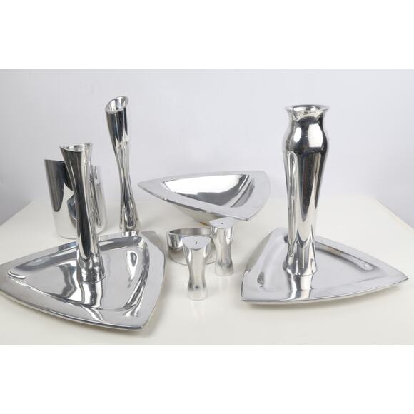 Nobe Silver Plated Set Vase Candle Holders Wine Rack Plates & Bowl Décor Holiday - Picture 2 of 16